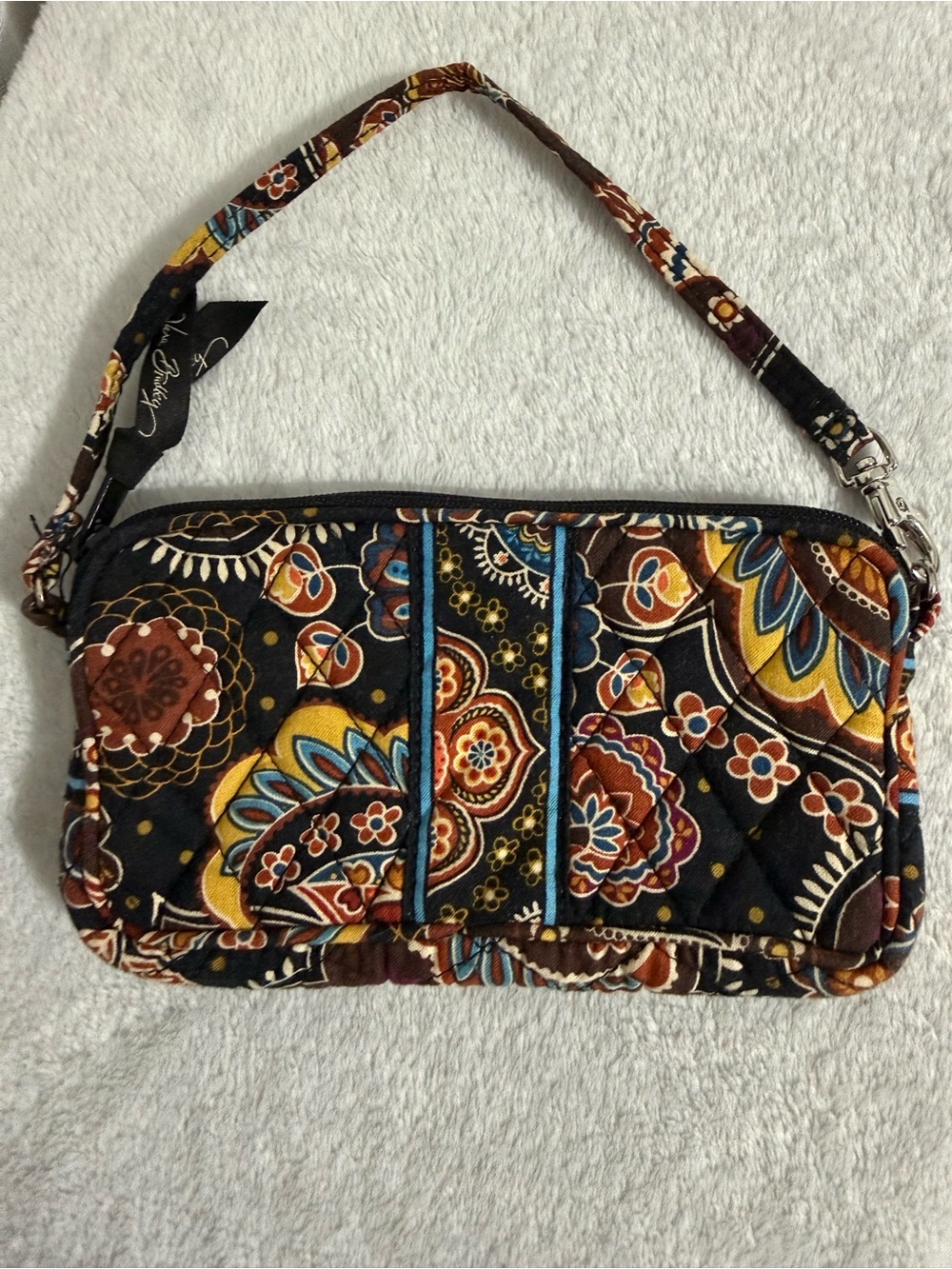 Vera Bradley Black Floral Quilted Wristlet